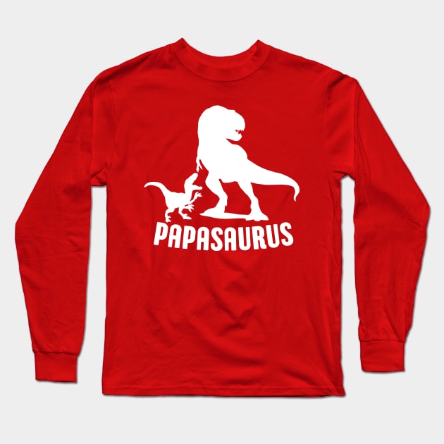 Papasaurus Papa Dinosaur Rex Funny Dad Fathers Day Gift Idea Long Sleeve T-Shirt by Illustradise
